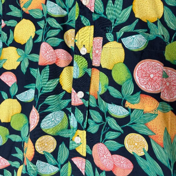 Abercrombie & Fitch Citrus Fruit Short Sleeve Button Down Cotton Shirt Size S - Picture 3 of 8